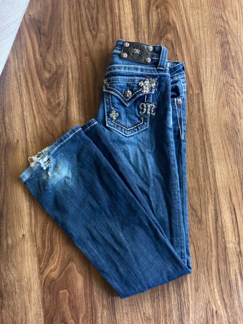Miss Me Dark Blue Embellished Boot Cut Jeans